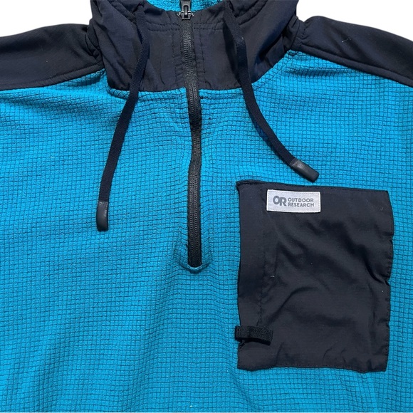Outdoor Research Trail Mix Fleece Pull Over Hoodie Teal Black, Medium - Picture 5 of 6